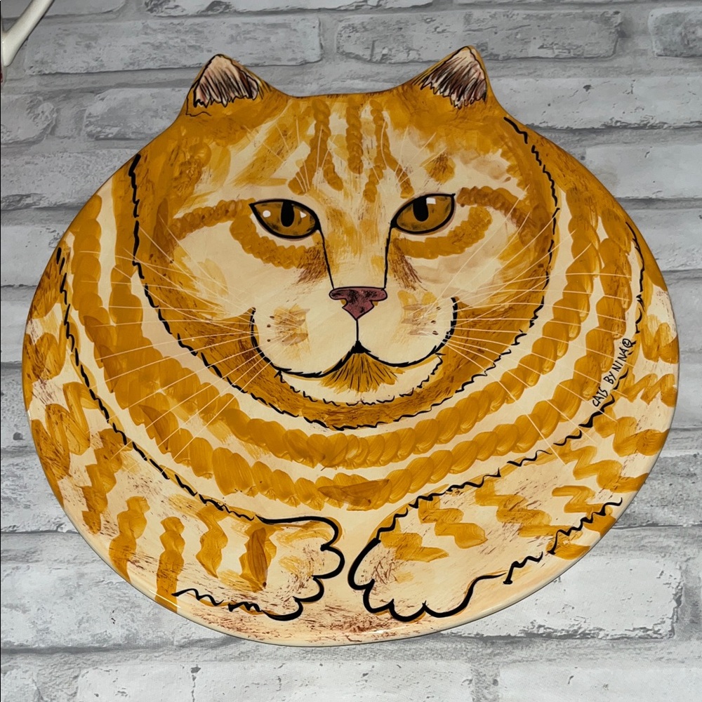 Cats by Nina platter orange tabby Striped Cat Wall Art China plate